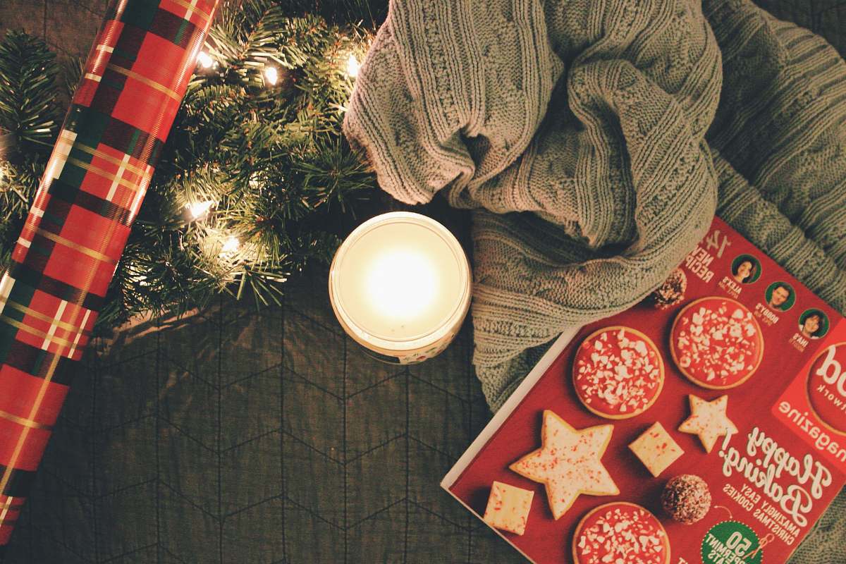 food candle beside string light and garland furniture