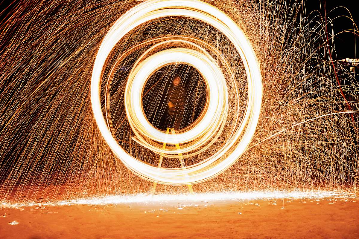 night time lapse photography of LED waters sparks