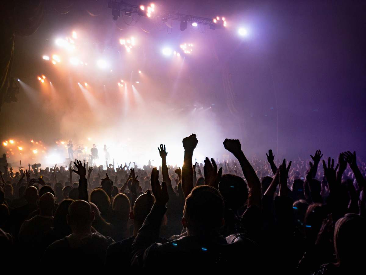 Person Crowd Facing Lighted Stage Audience Image Free Photo