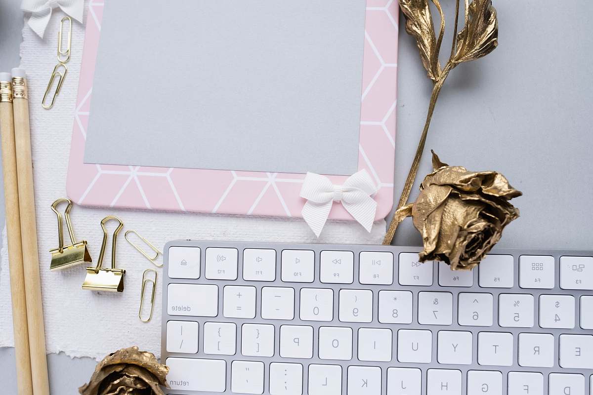 hardware wireless keyboard with gold roses computer hardware