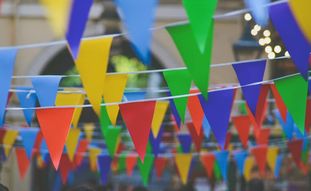 party assorted-color pennants bunting