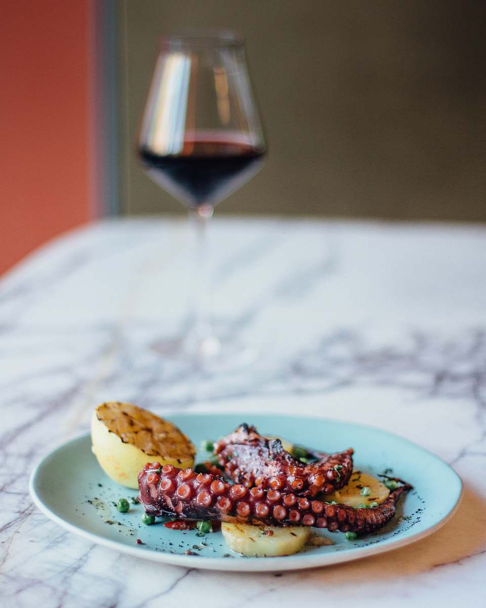 russia octopus dish with potato meal