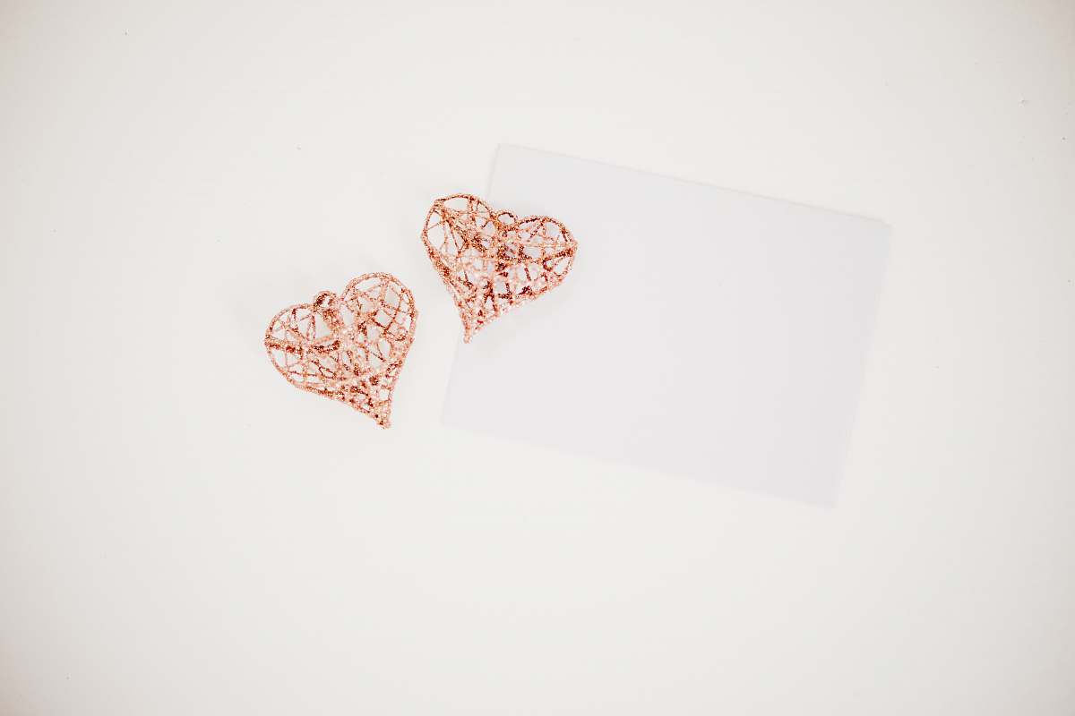 brown two red hearts illustration mock up