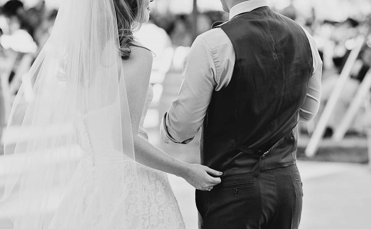 wedding grayscale photography of bride and groom black-and-white