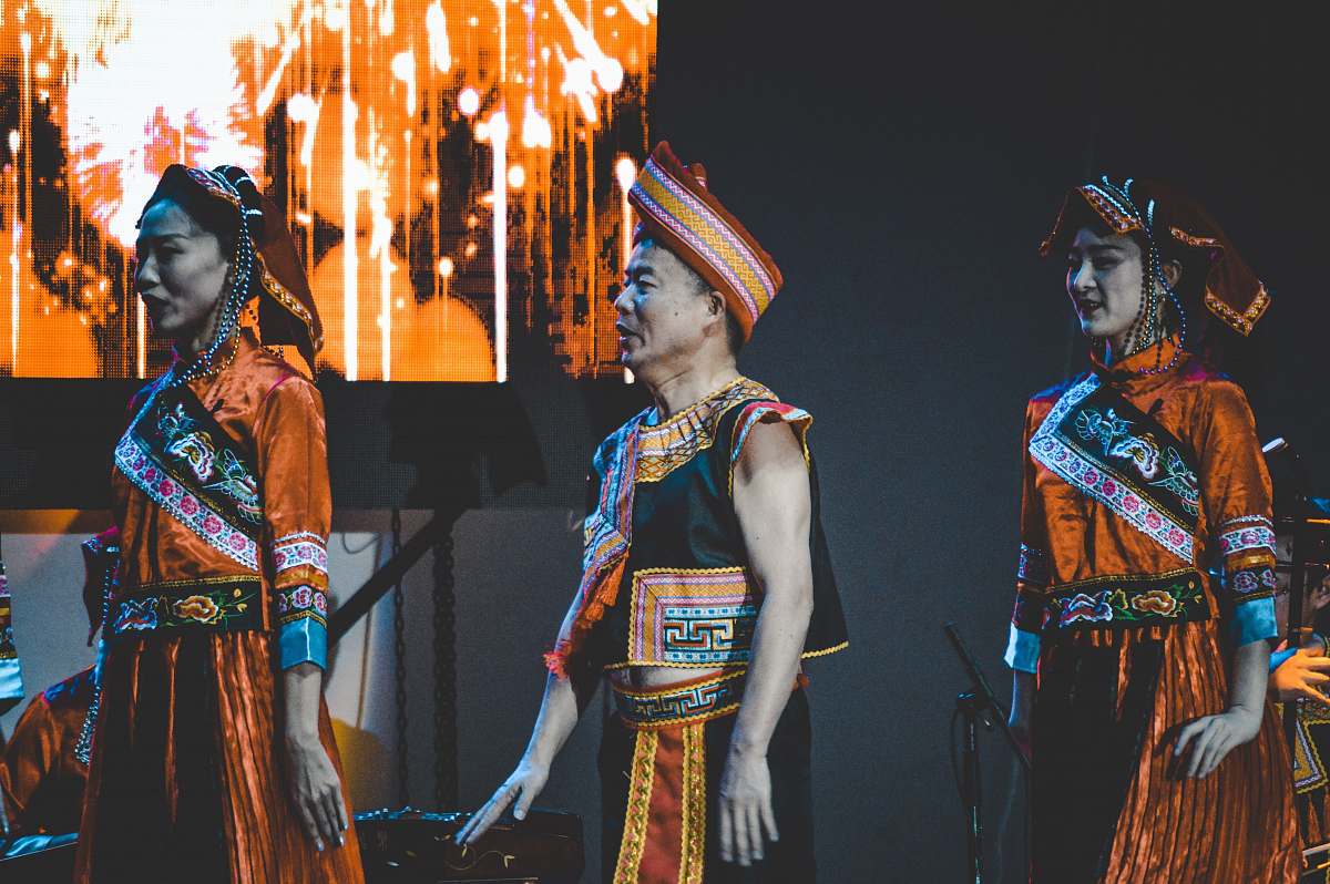 person three person on stage stage