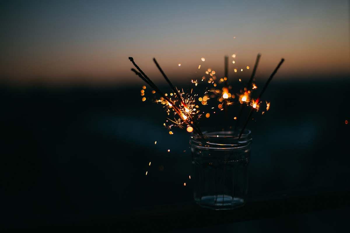 sparkler sparkler on jar outdoors
