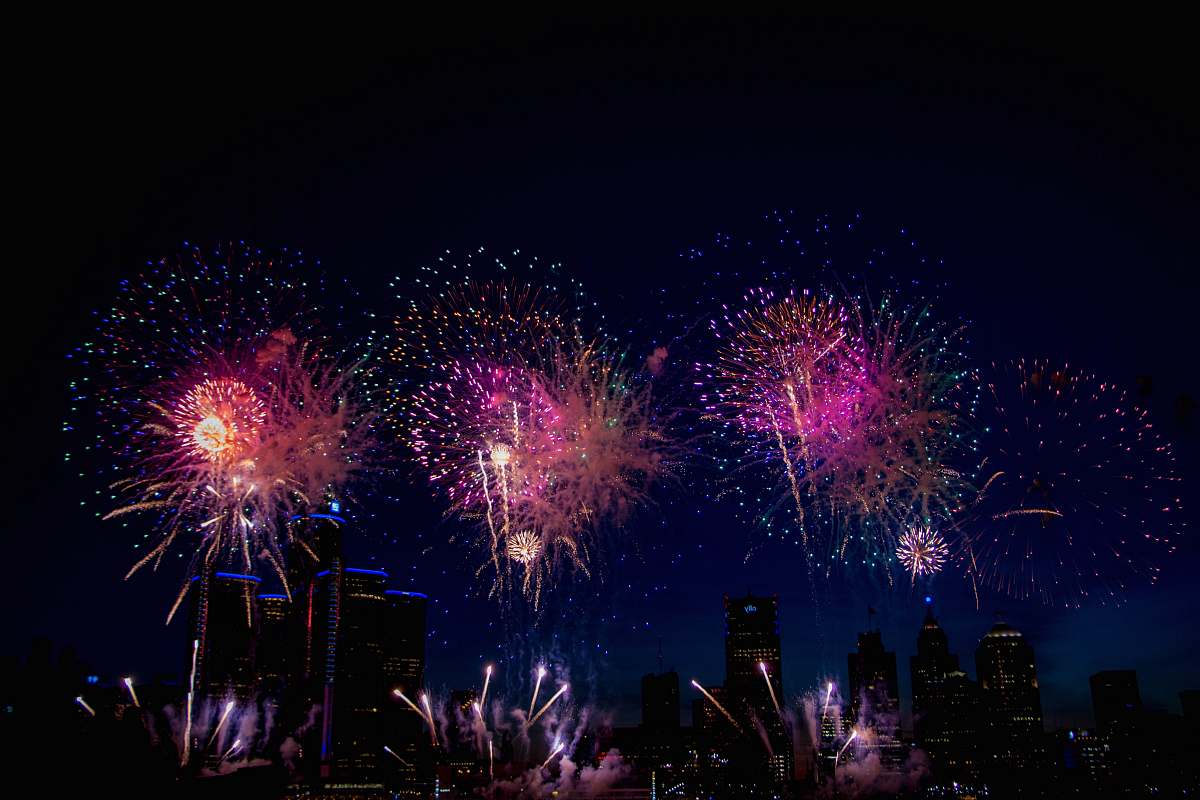 night purple and pink fireworks fireworks