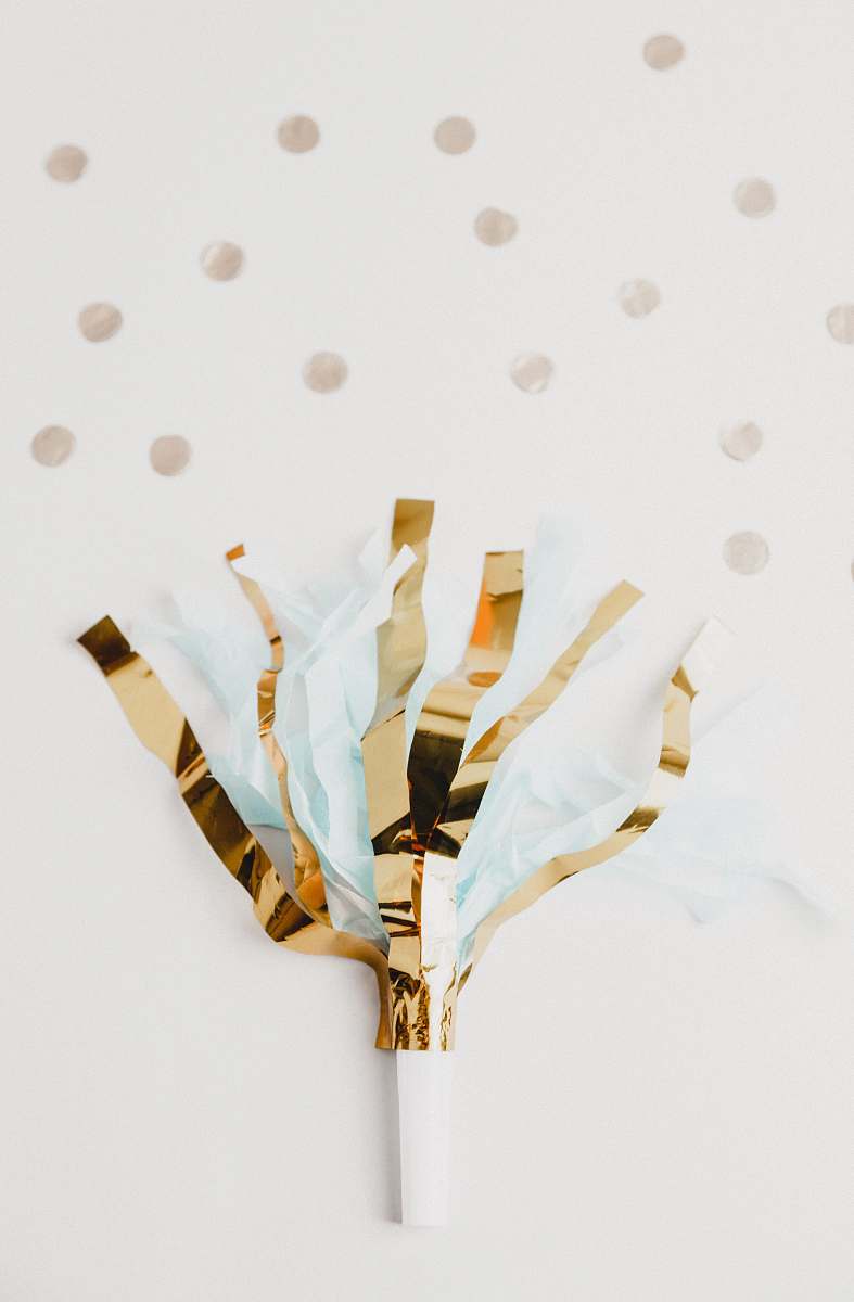 birthday white and brown foil party decor on white panel paper