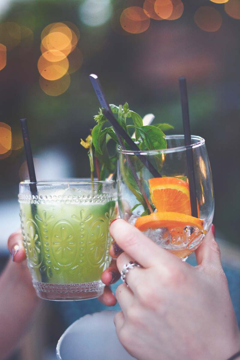 drink two person cheering cups cocktail