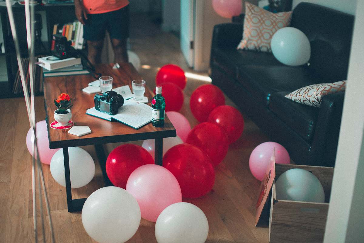 human assorterd-color balloons party