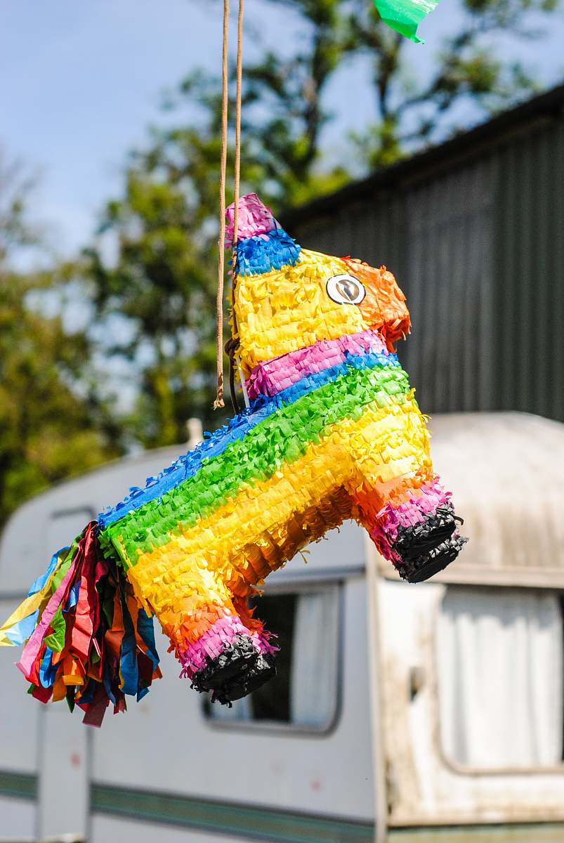 toy multicolored donkey pinata jar
