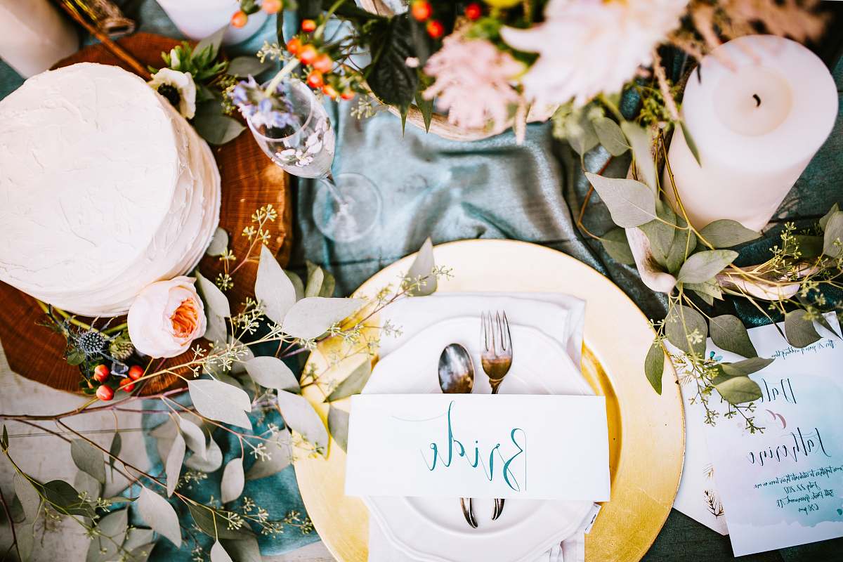 table bride dinnerware set on table wedding table