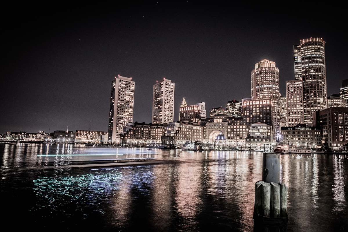 boston city buildings during nighttime urban