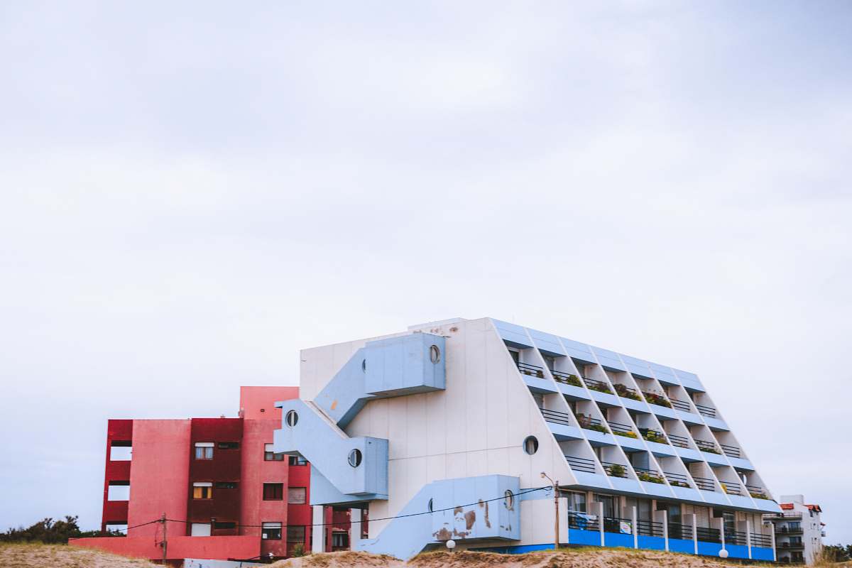 argentina white and red concrete building photography villa gesell