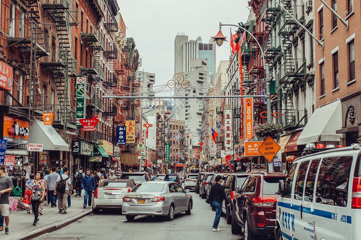 chinatown aerial photo of road surrounded by buildings city