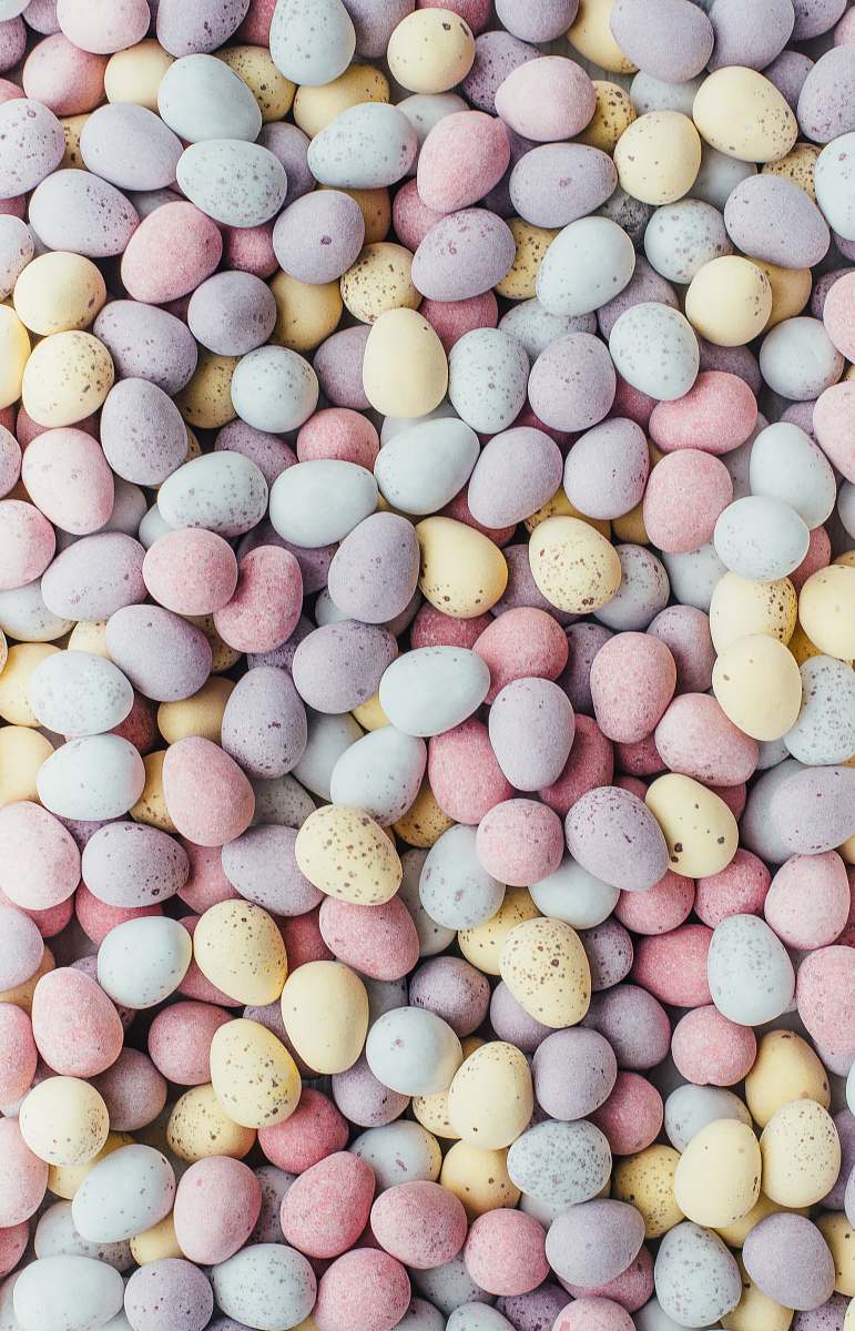 food white, purple, and yellow stones pastel