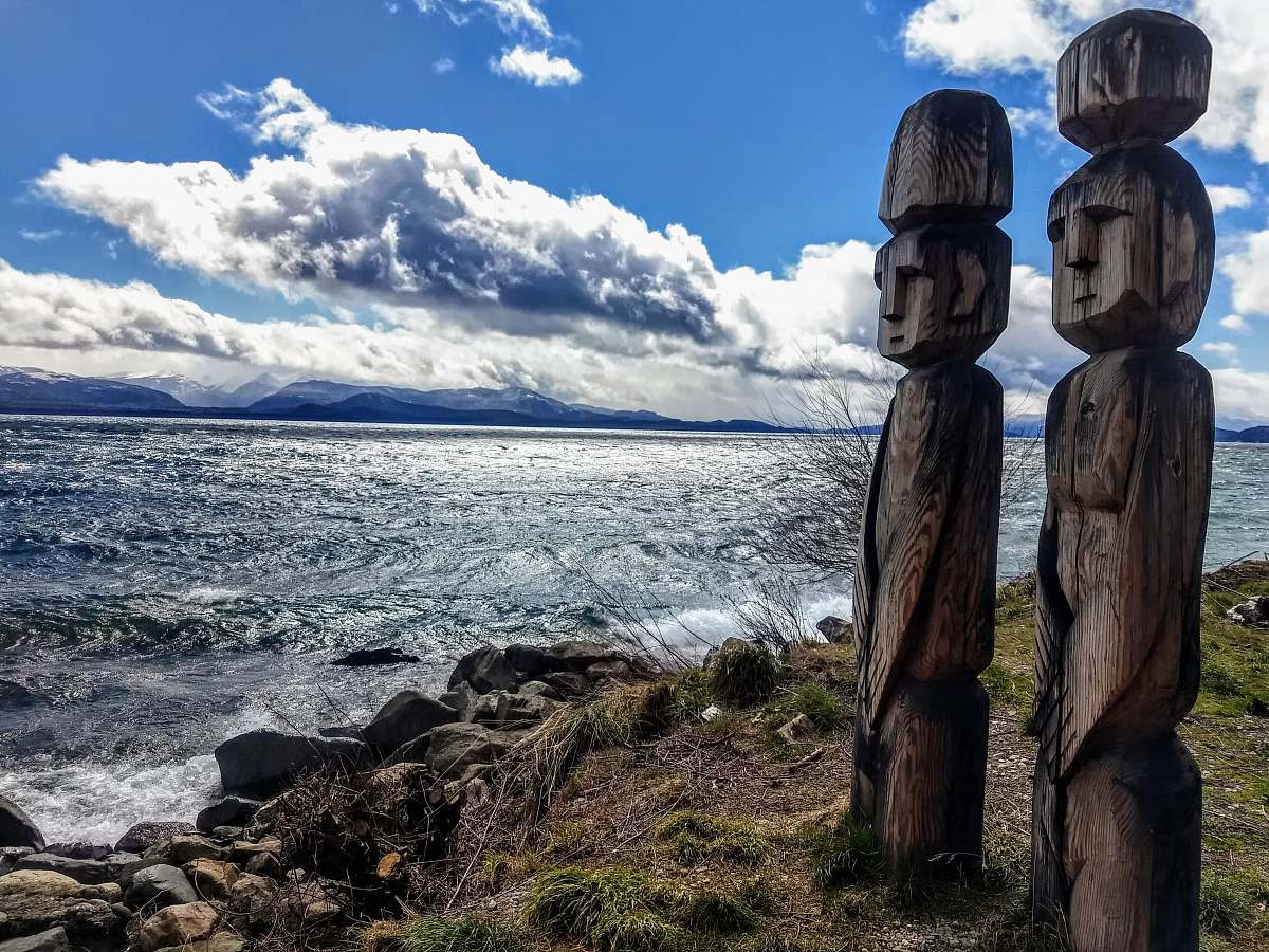 building photo of wooden tribal statue architecture