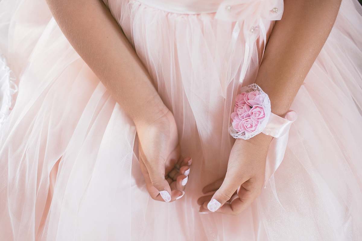 wedding person wearing pink gown pink