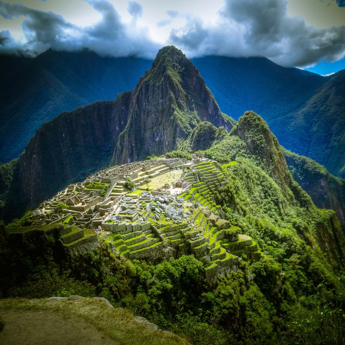 mountain aerial photo of Machu Picchu, Peru nature