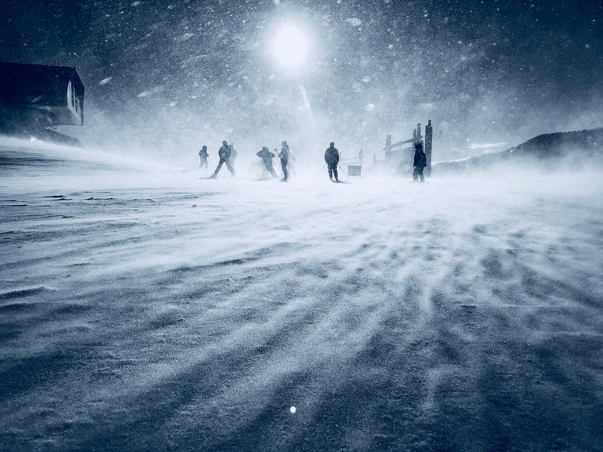 winter people walking during snow nature
