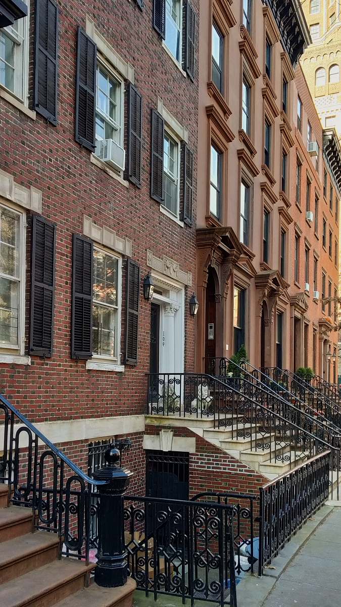 handrail brown 3-storey building railing