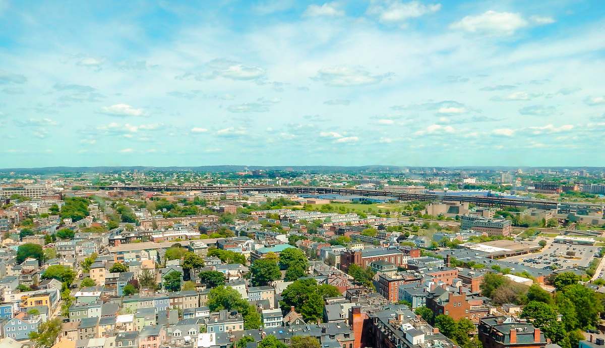 outdoors aerial view of city buildings during daytime landscape