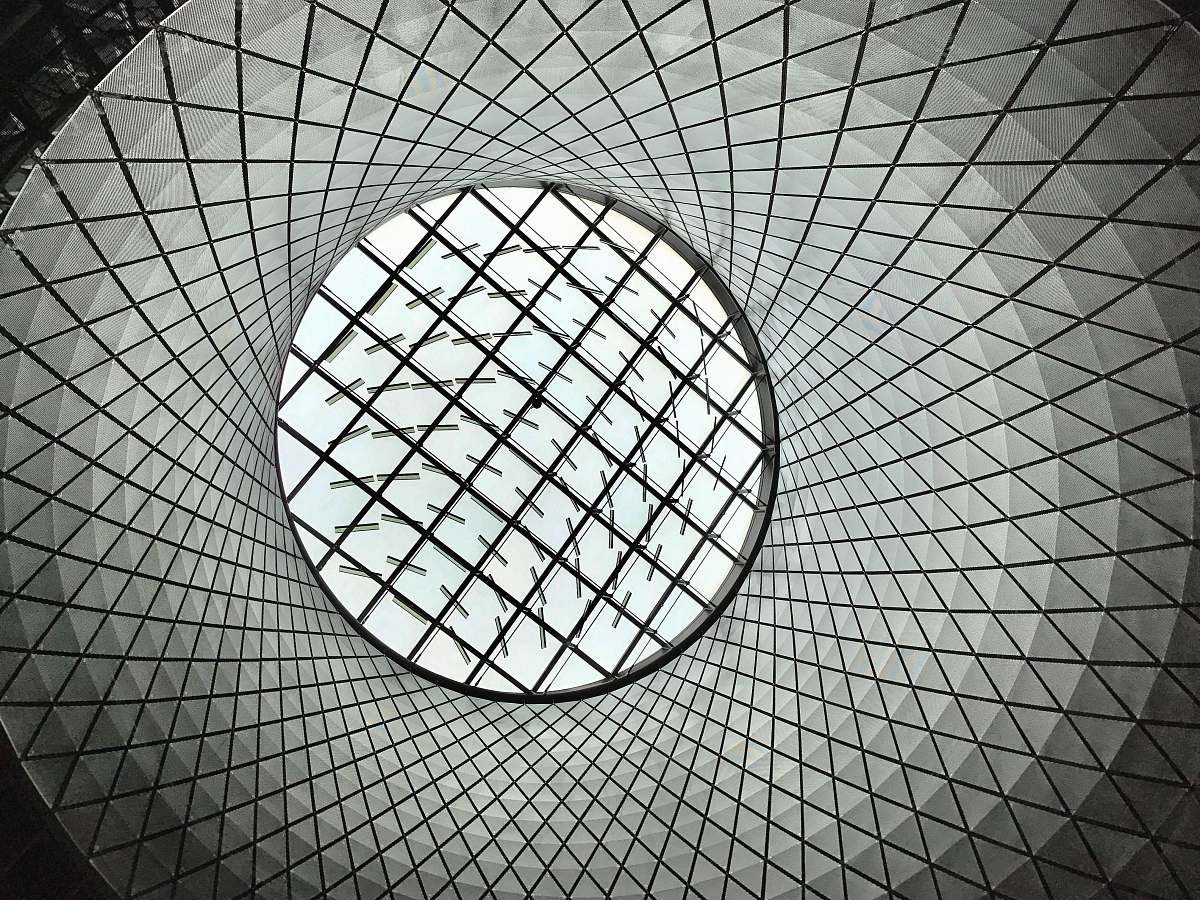 skylight gray and white optical illusion ceiling
