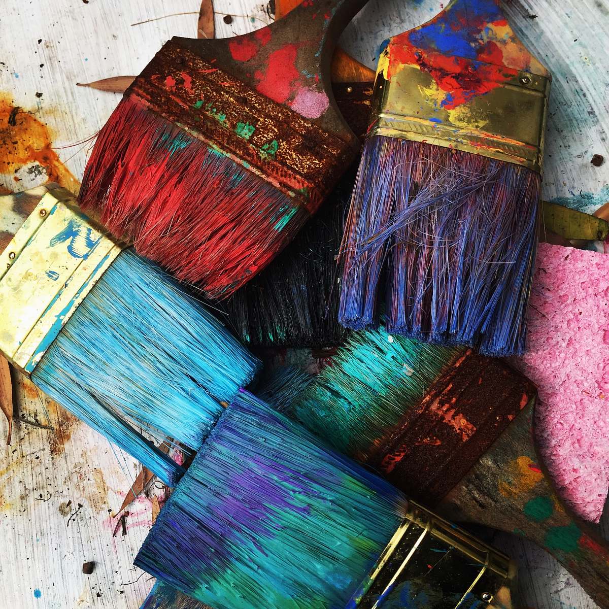 creative assorted-color paintbrushes paint