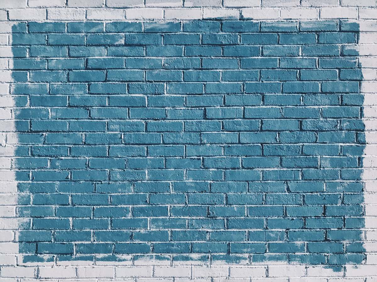 texture gray concrete bricks painted in blue blue