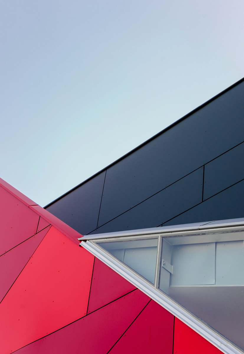 architecture closeup photo of black and red building window