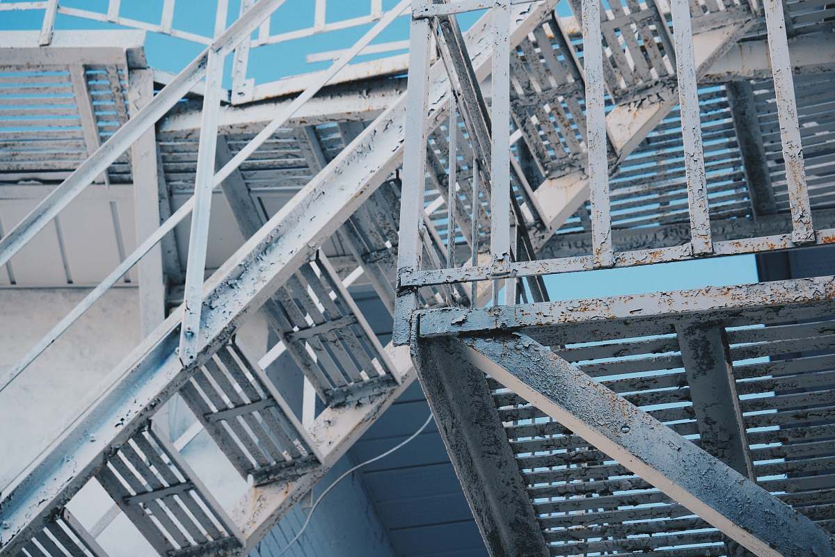 city white metal stairs urban