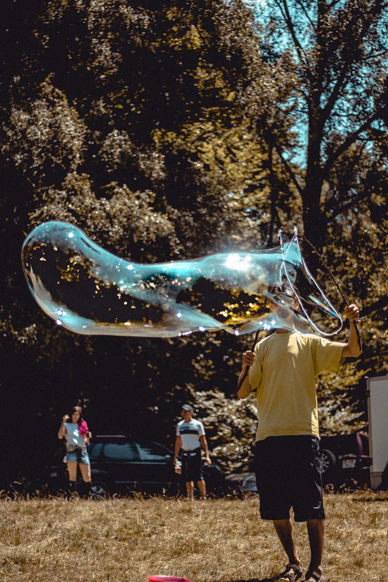 person man making bubble bubble