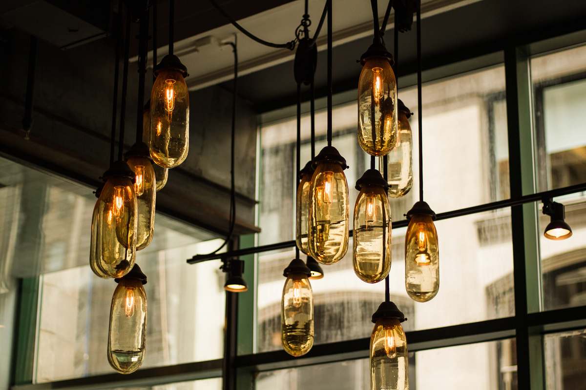 light black pendant lamps with beige glass bulbs new york