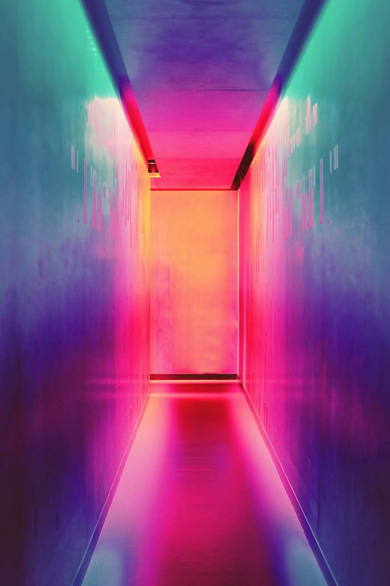 Neon Multicolored Hallway Color Image Free Photo