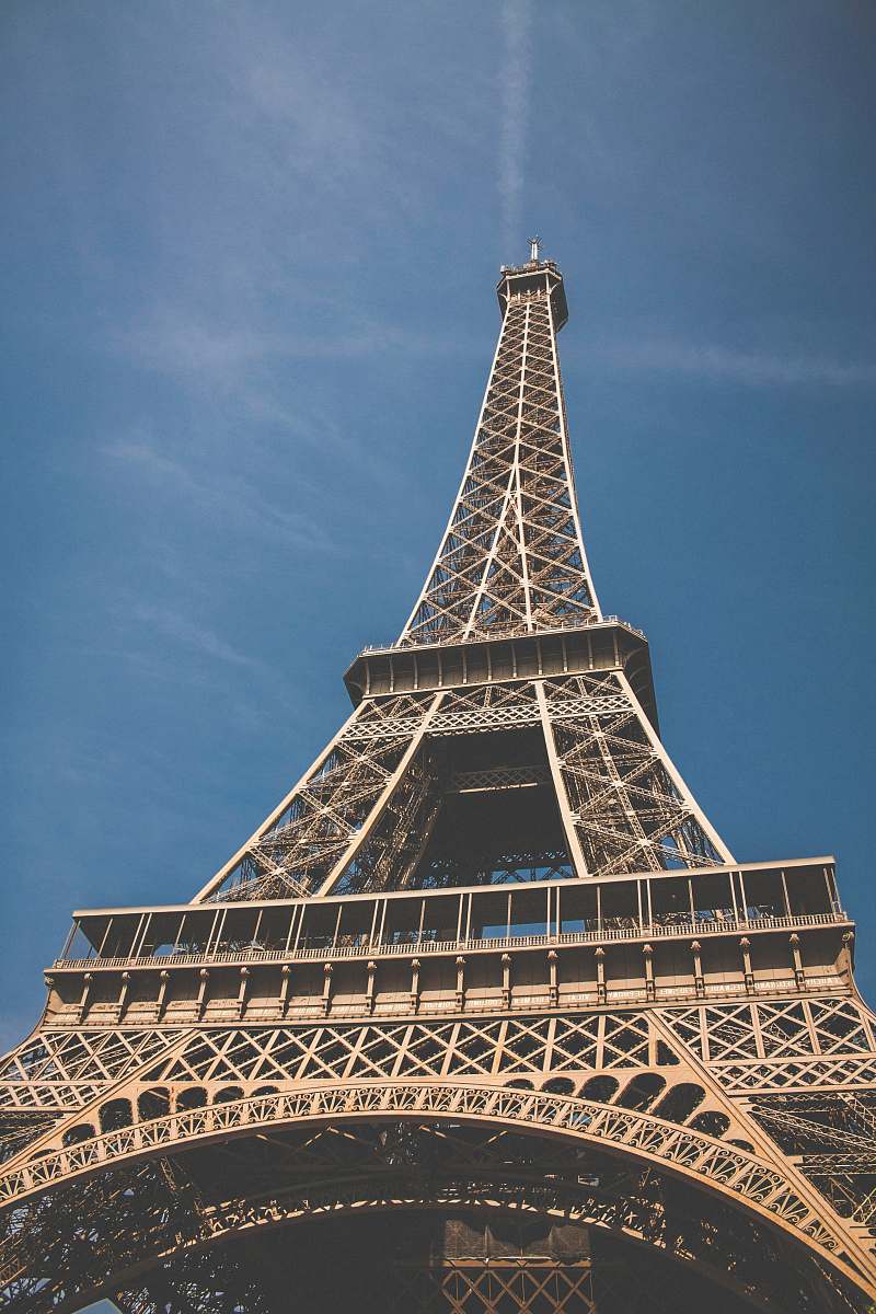 building low-angle view of Eiffel Tower, Paris france