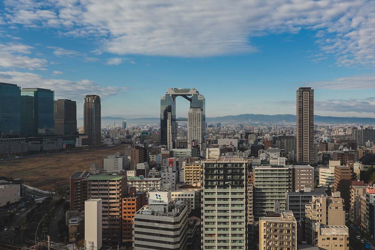 building aerial view of city urban