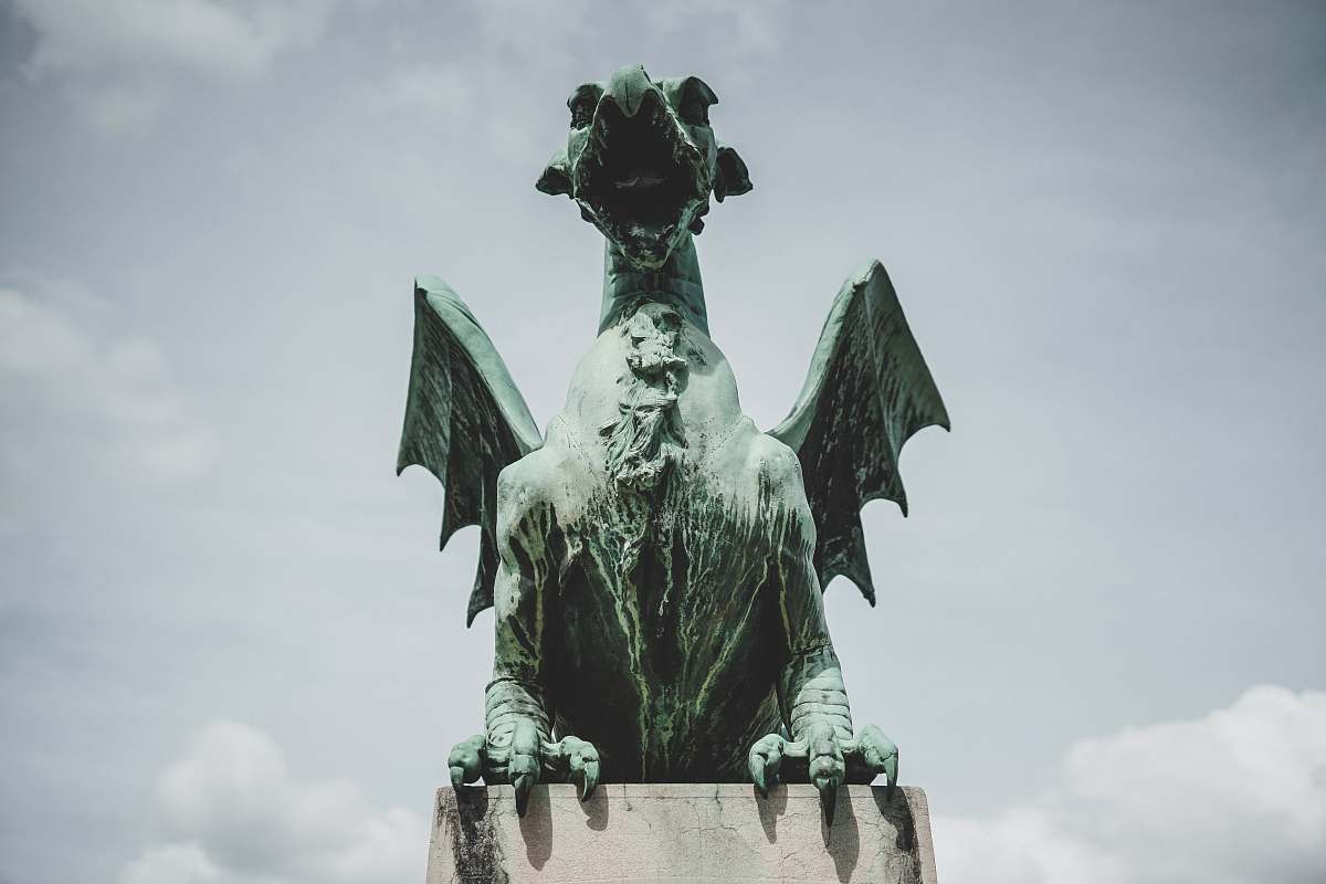 statue gray concrete dragon statue sculpture