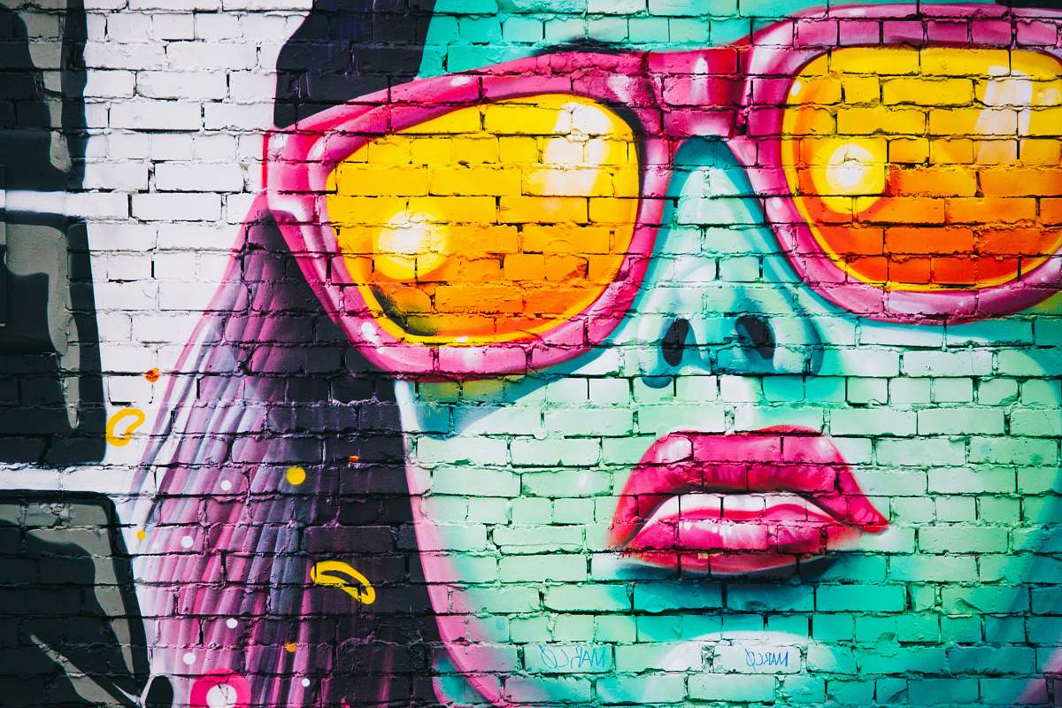graffiti woman wearing sunglasses wall graffiti wall