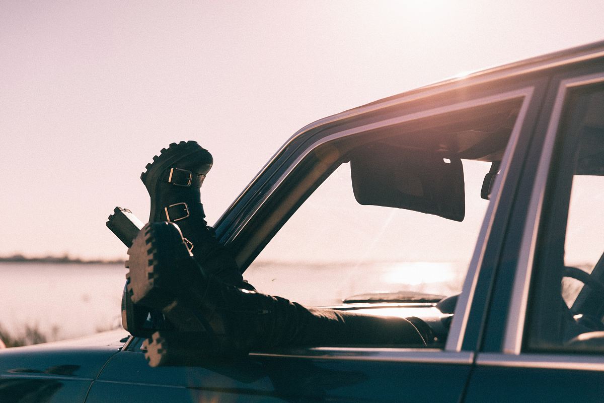 person sitting inside car