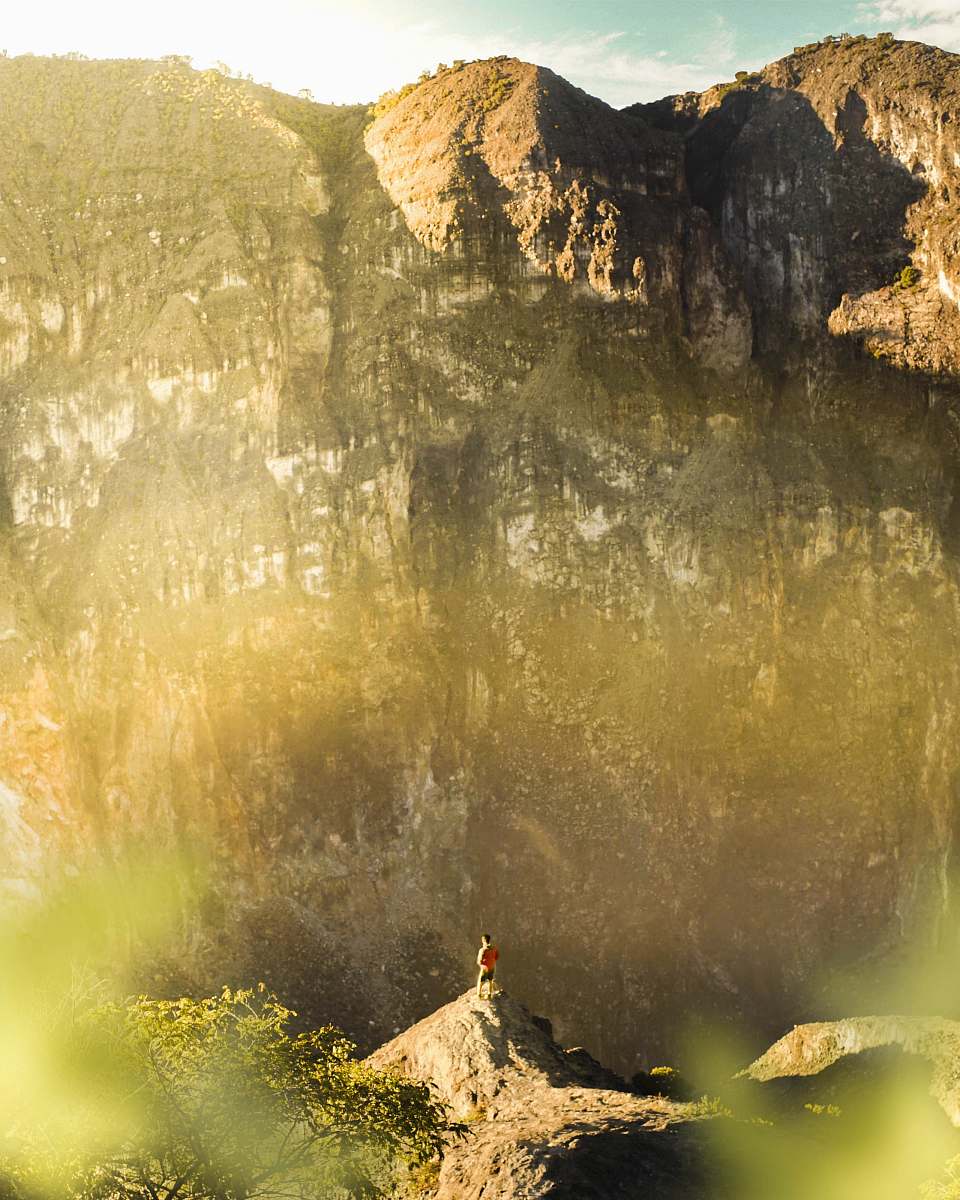 painting person standing on mountain nature