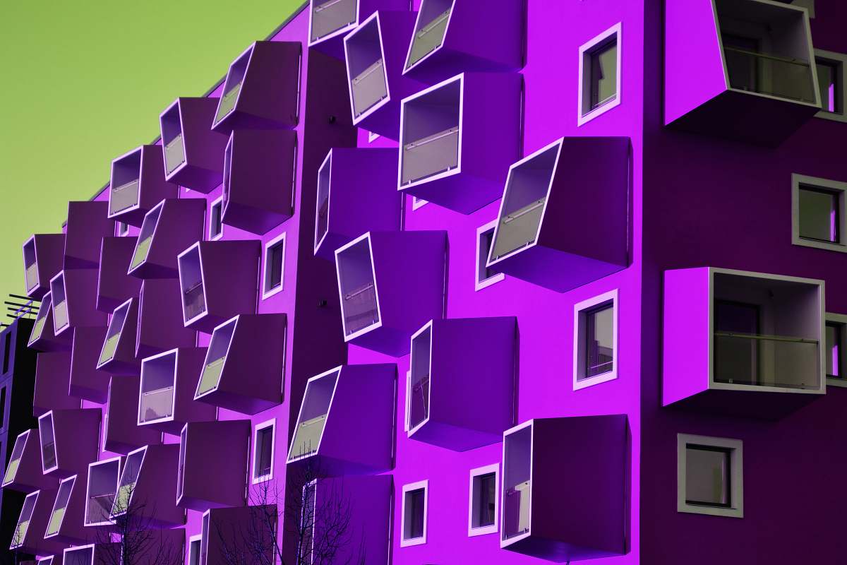 purple purple wooden building graphics