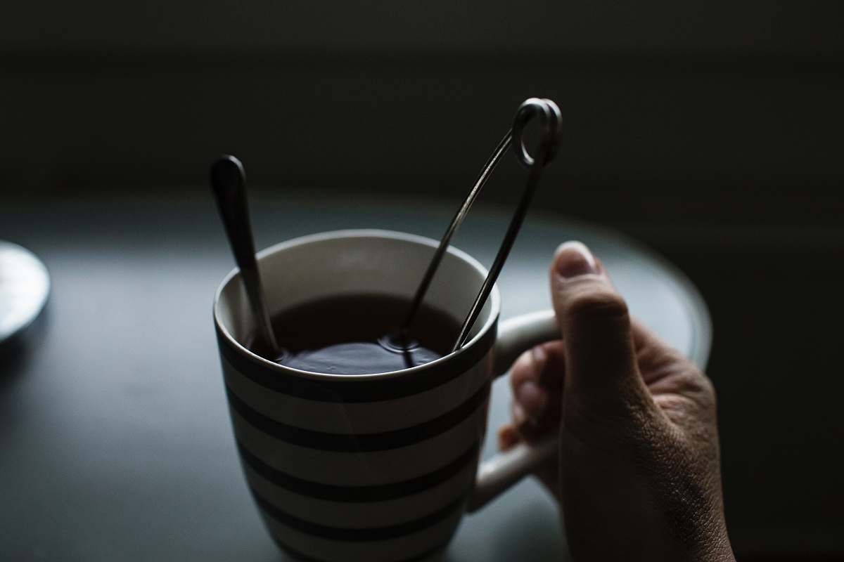 tea black and white ceramic coffee mug hand