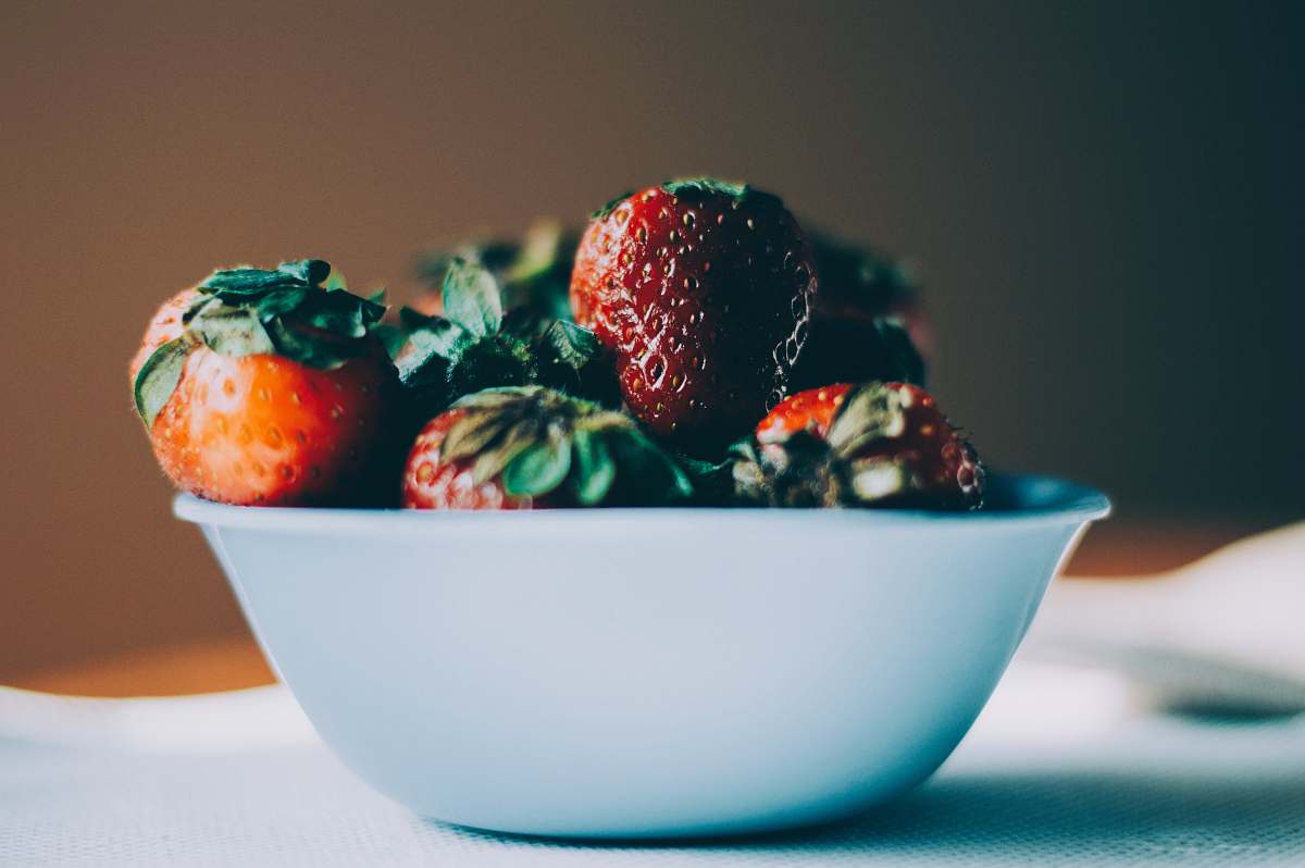 fruit bunch of strawberries in bowl strawberry