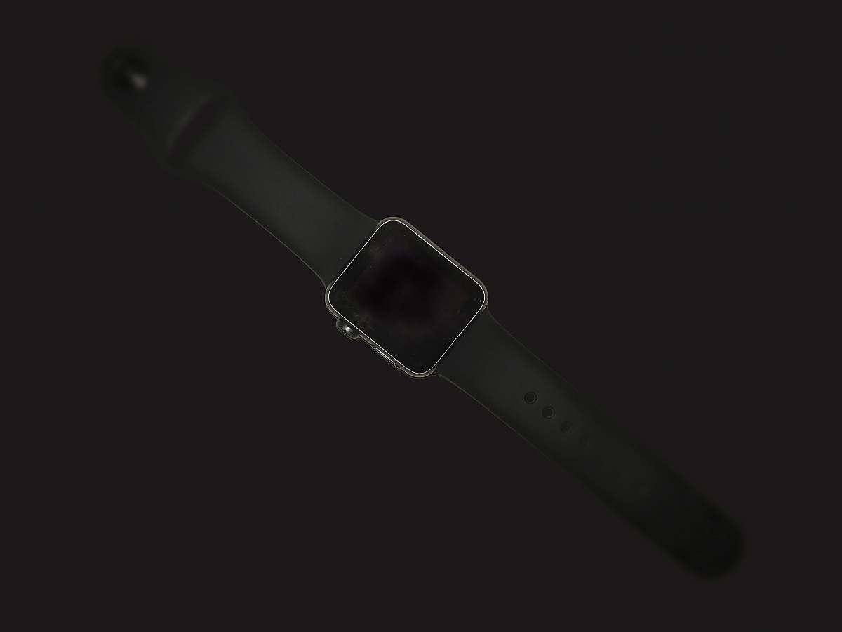 black-and-white turned off silver case smartwatch watch