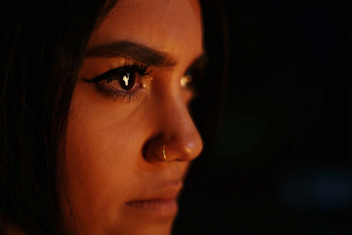 person woman with nose piercing face