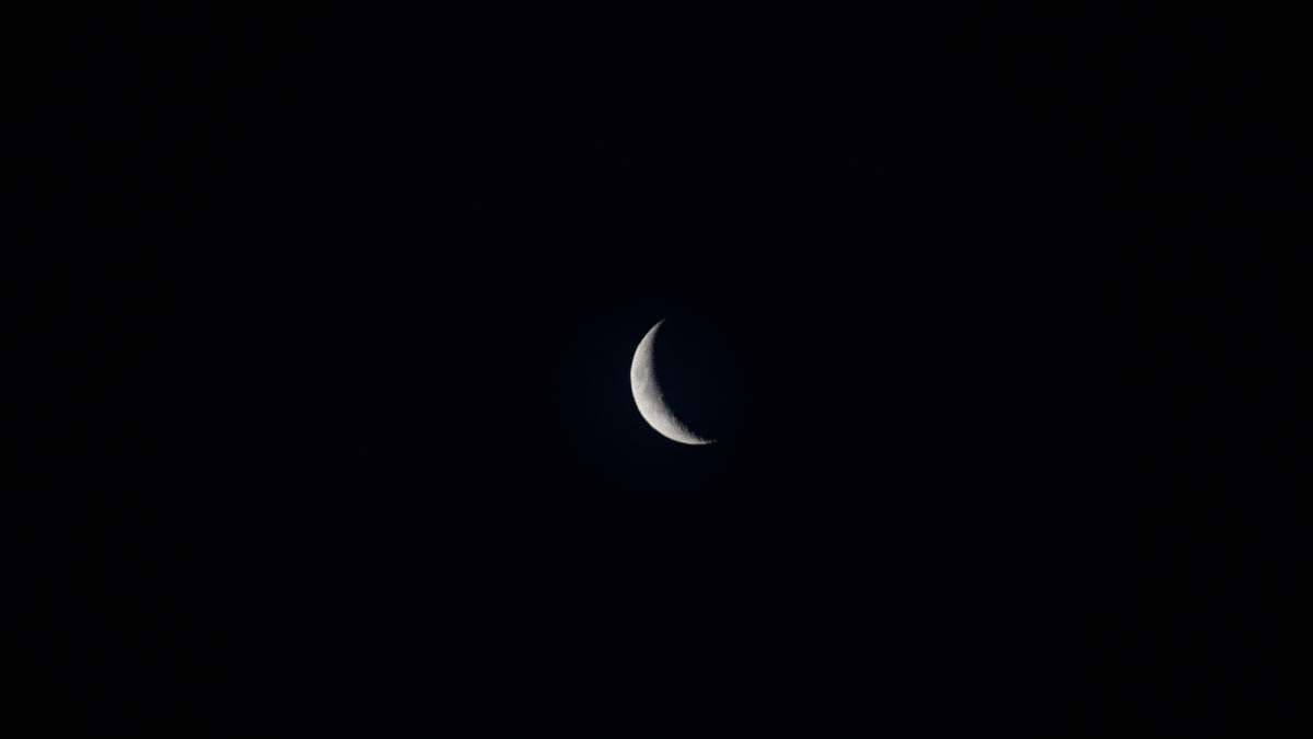 outdoors crescent moon during nighttime black