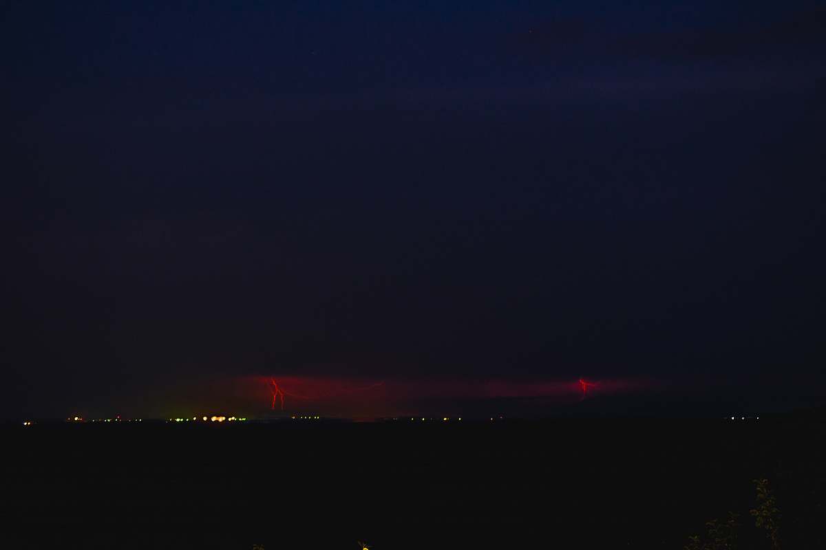 outdoors red lights on sky at night black