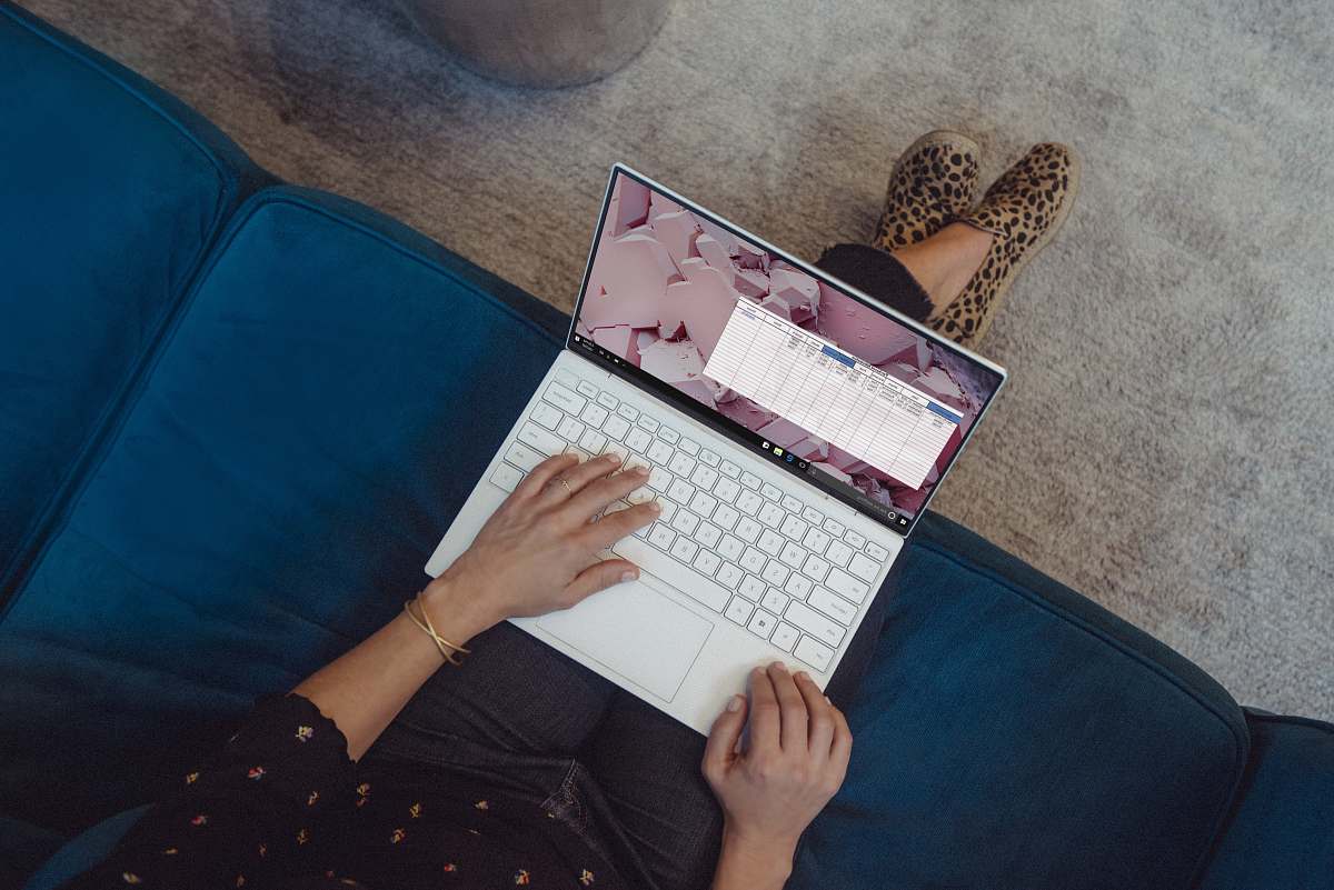 pc person using white laptop computer computer
