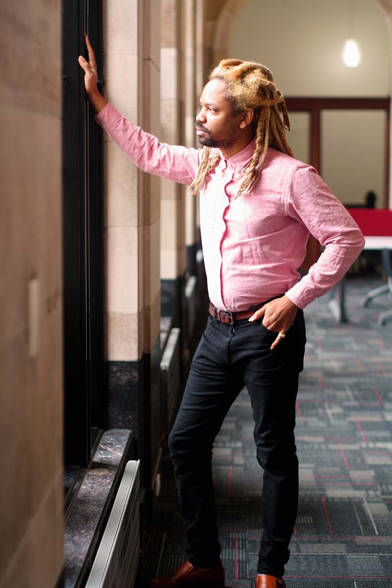 clothing man leaning against wall sleeve
