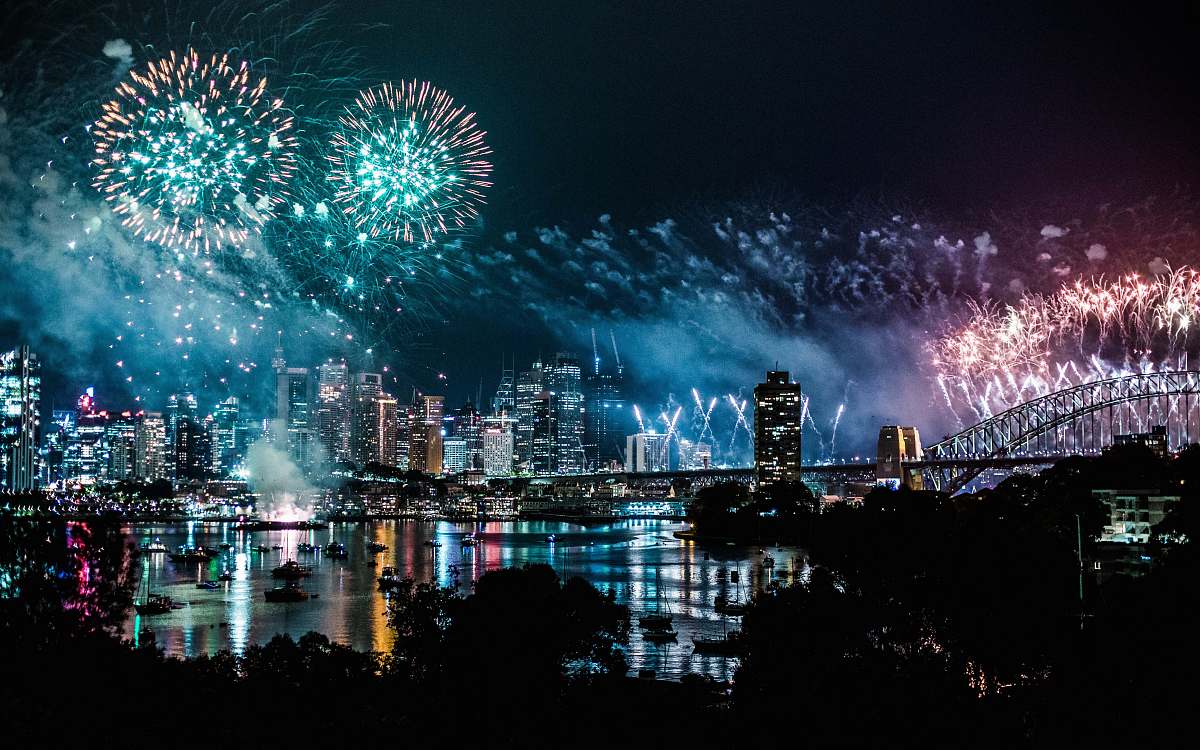 outdoors bird's-eye view photography of fireworks above city nature